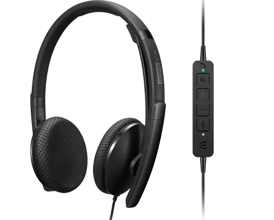 LENOVO Wired VoIP Headset | USB-C-to-USB-A converter | 2Y